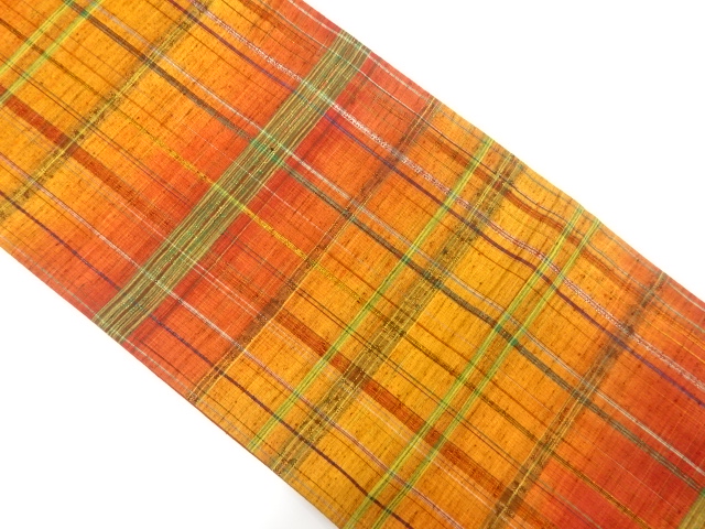 JAPANESE FUKURO OBI / TSUMUGI / WOVEN ABSTRACT GRID